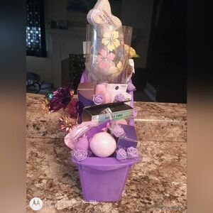 Women's custom purple gift basket